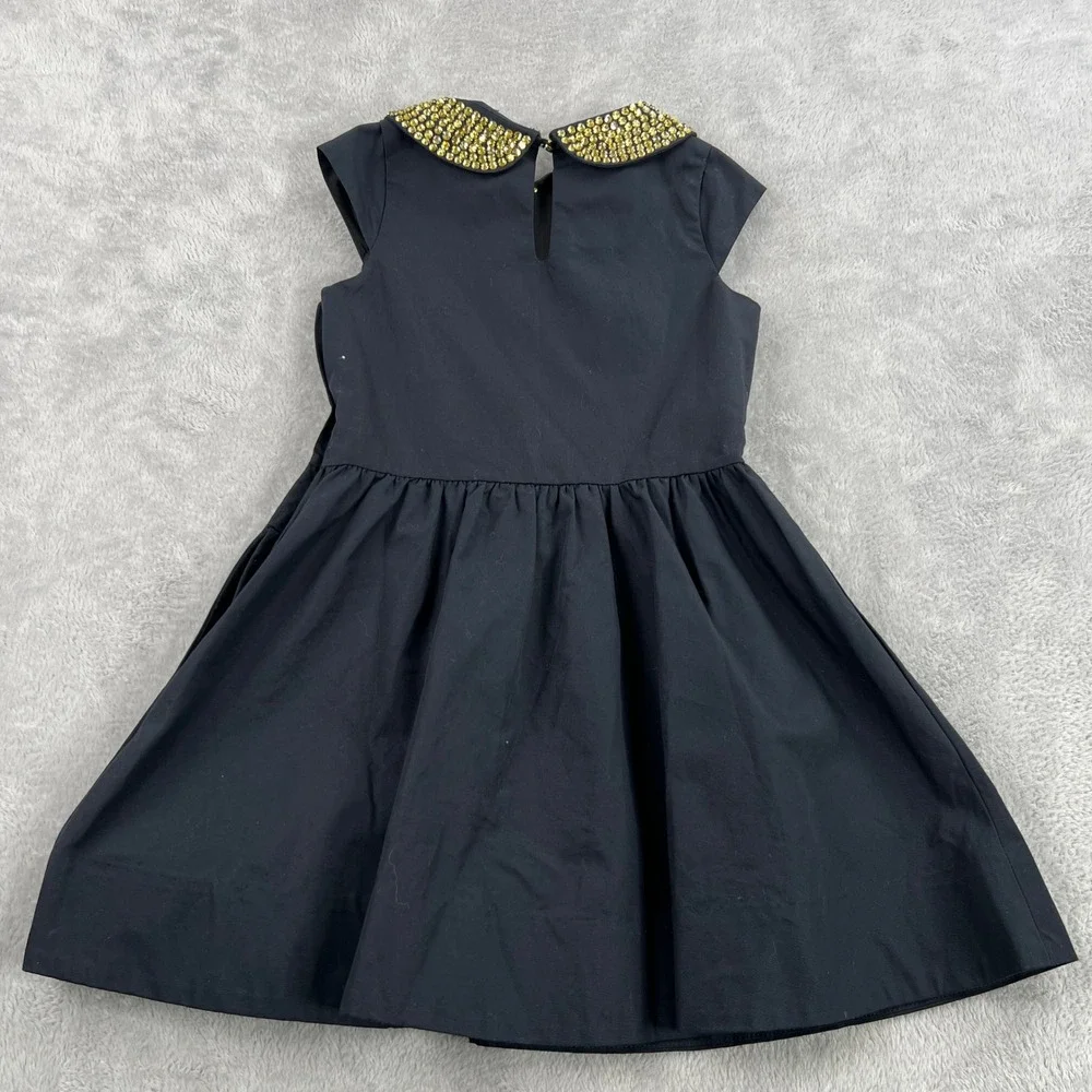 Kate Spade Embellished Collar Fit & Flare Dress 7 Black Girls Party Preppy